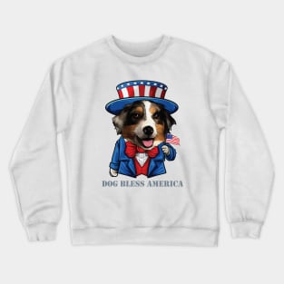 Australian Shepherd Dog Bless America Crewneck Sweatshirt